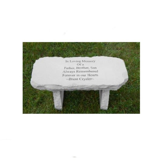 Personalized Engrave-able Cast Stone Large Bench Custom Memorial