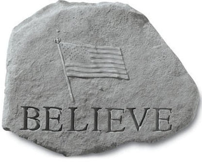 American Flag with the Words Believe Engraved Garden Stone