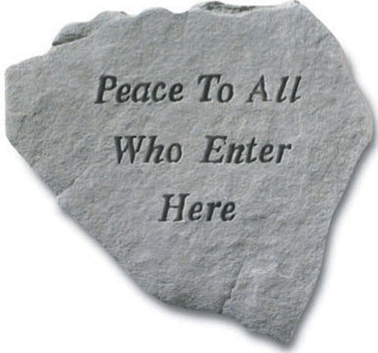 Cement Stepping stone written - Peace to all who enter here