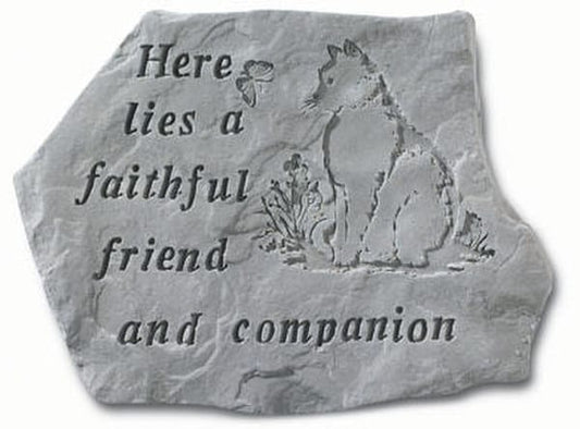 Concrete Stepping Memorial Stone for Pet - Here lies a faithful friend and companion