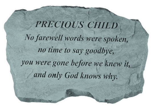 Garden Stone Memorial for Child - No farewell words were spoken...