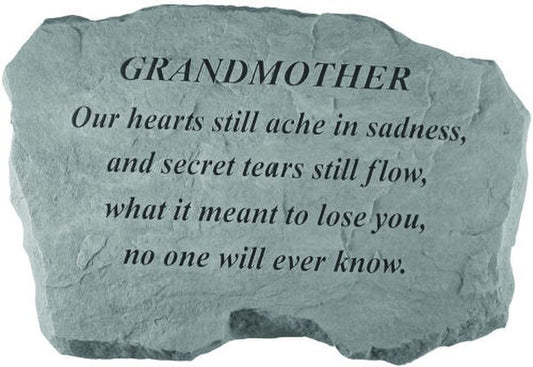 Grandmother Garden Memorial Stone - Our hearts still ache poem