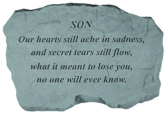 Garden memorial stone for My Son- Our hearts still ache in sadness