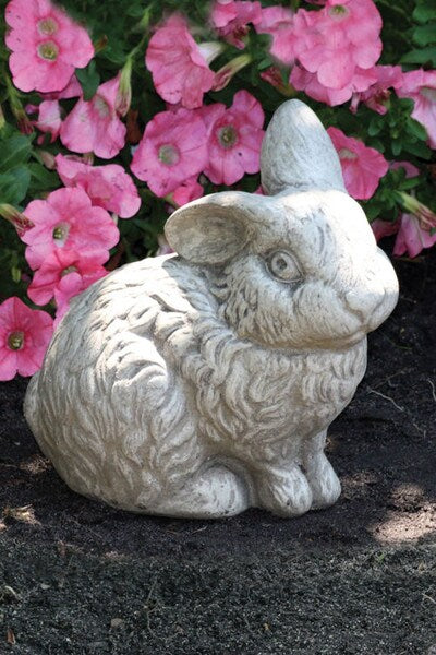 Shop our sitting bunny rabbit sculpture stone casting in your home or garden