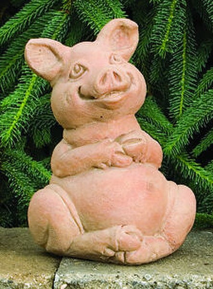 Peaches Pig Statue Happy Garden Decor