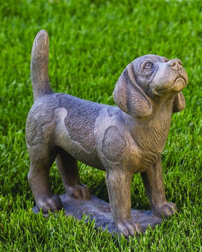 Beagle dog garden décor statue with detailed coat texture cast stone