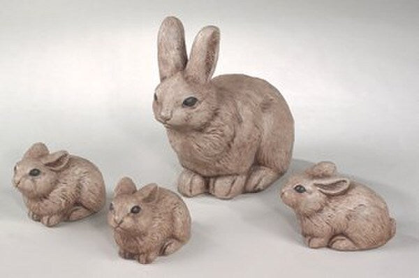 Garden Statues Rabbit Family Set Of Four Statuary bunnies and mother sculptures