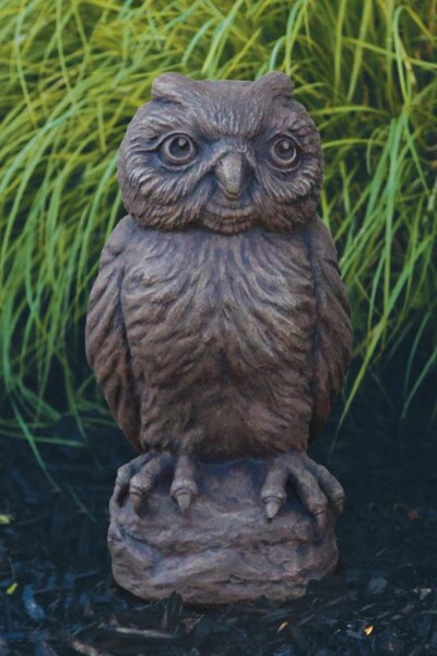 Cement Garden Stone Owl Statuary Decorative Protects Yard Sculpture