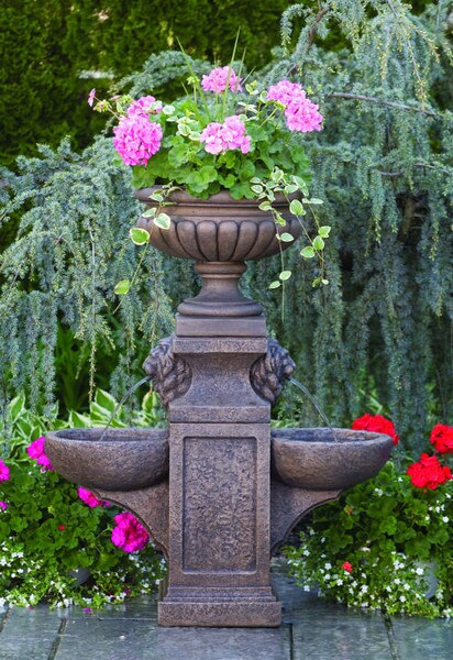 Double Bowl Garden Fountain With Milano Urn