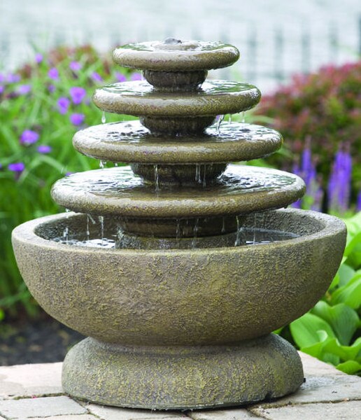 Four Tier Gozo Fountain On Petal Pool
