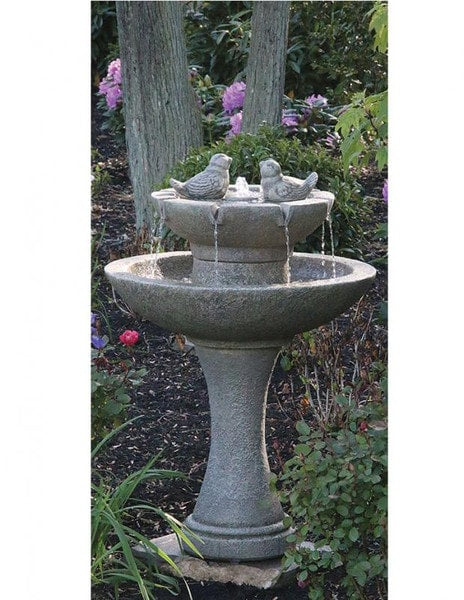 Tranquility Spill Fountain With Sculpted Birds Cement Stone Statuary