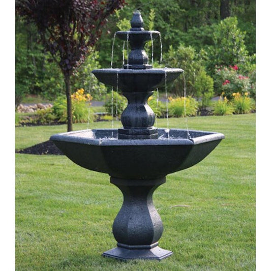 Boca Hexagon Three Tier Fountain Large Scale Cement Garden Bowls