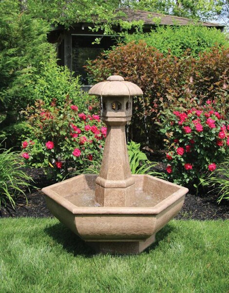 ◆utan◆ Hexagonal Pagoda Fountain with Light | Statue.com