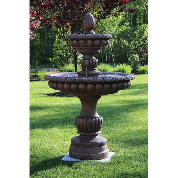 Spillway Isabella Cement Garden Fountain Pineapple finial Classical Stone