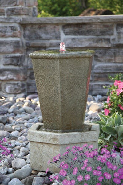 Fountainette Tuscan Hex Urn with Red LED Light