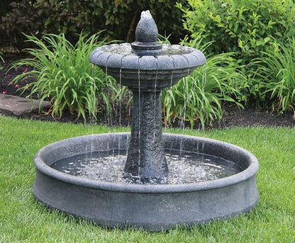 Hampton Fountain on Round Pool Garden Massarelli Statuary Cement