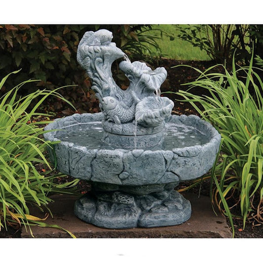 Koi Fish fountain spouting water from both mouths Massarelli Statuary
