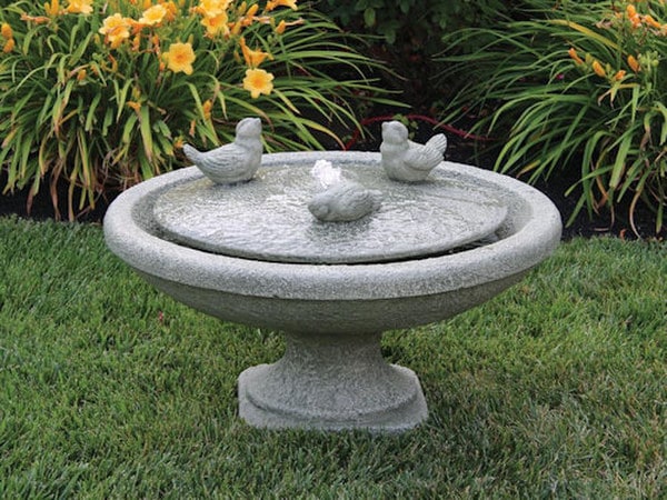 Singing Birds Oval Fountain With Light Cement Heavy Duty Statuary