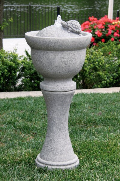 Turtle Cement Tall Fountain Lighted Tortise Garden Statuary Unique
