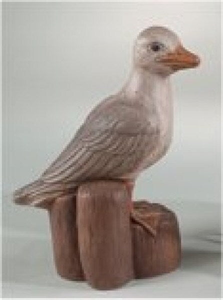 Seagull On A Piling 18" High Statue