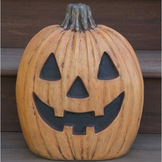 Halloween Carved Pumpkin Cement Statue Painted Realistic Display