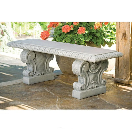 Verona straight cement bench sits two bases park European homes