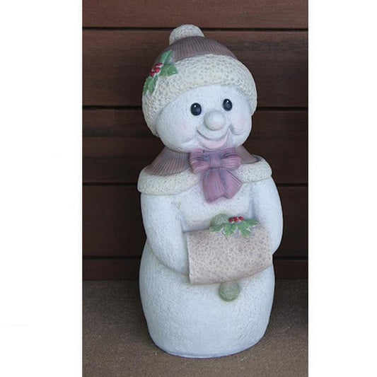 Christmas Frosty Snow Girl Garden Sculpture Cement Holly Holiday Art