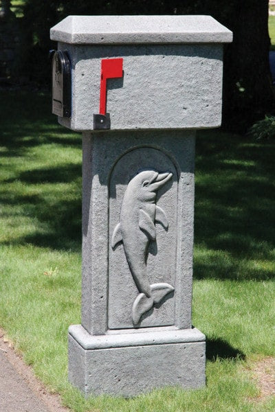 Dolphin Mailbox Cement Sculpture Very Durable Art Box for MAil