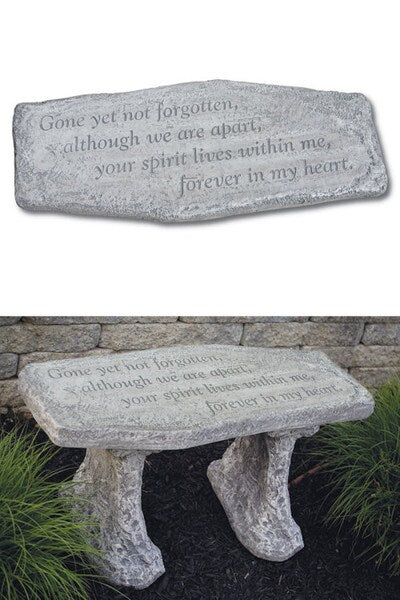 Cement Gone Yet Not Forgotten Garden Bench Tribute Decorative