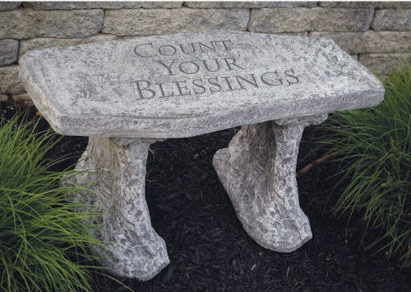 Inspirational Garden Bench Count Your Blessings Cement Statuary