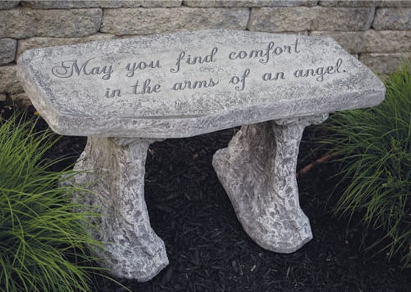 Bench May you find comfort in the arms of an angel Garden Memorial