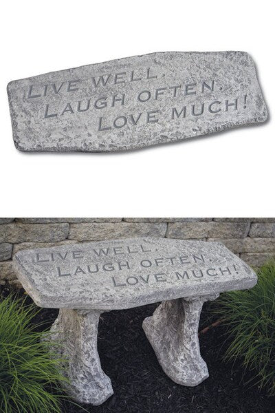 Garden Cement Bench Live Well. Laugh Often. Love Too Much