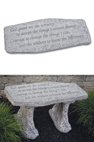 Stone Art Garden Serenity Prayer Sculptural Artwork Gift Recovery