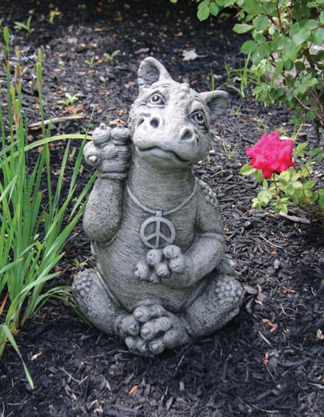 Groovy Garden Peace Dragon Sculpture is a whimsical and enchanting