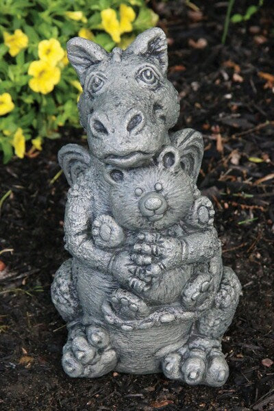 Dragon with Teddy Bear Sculpture Cute Statue Story Book Statuary
