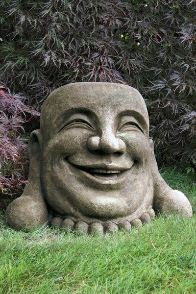Buddha Laughing Hoi Toi Face Garden Sculpture Head Bust Statue