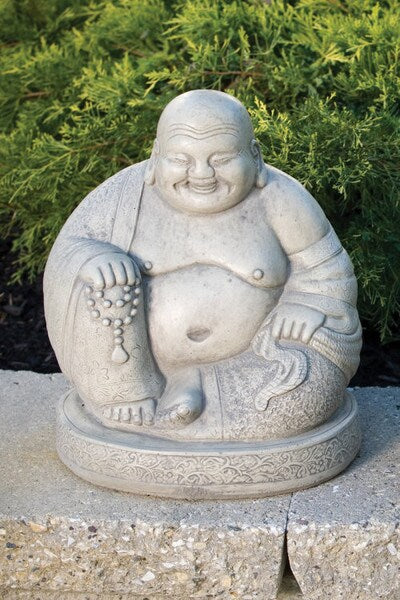 Hotei Sitting Jolly Buddha Garden Statue Lucky Smiling Artwork Stone