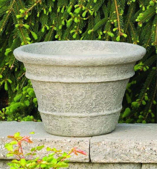 Double Line Cottage Planter Ruff Texture Round Urn Concrete Decorative