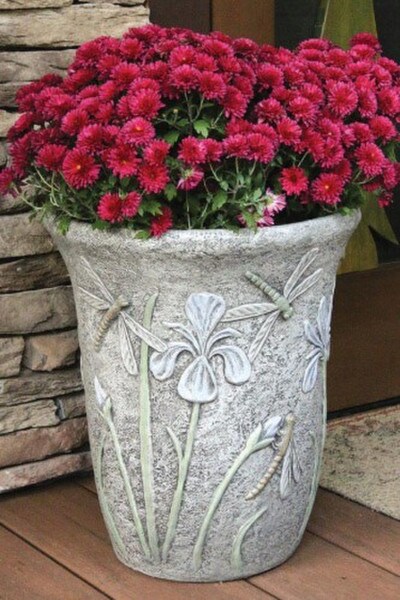 Decorative Cement Dragonfly Garden Planter Cement Pot Matching Bench