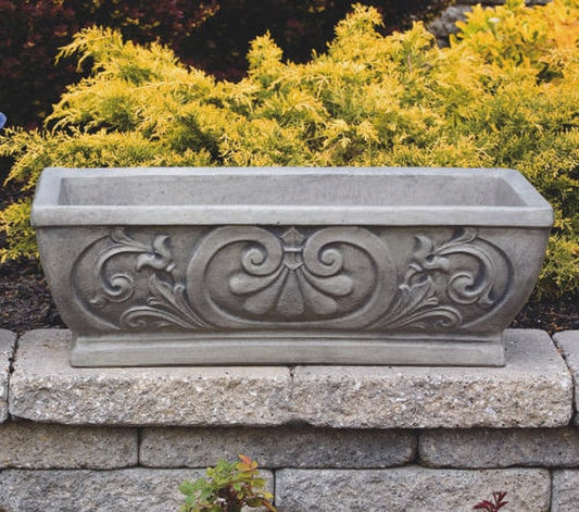 Normandy Long Rectangle Planter acanthus ornamentation cement