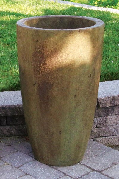 Tall Terrace Cement Garden Urn Round Top Decorative Planter Large