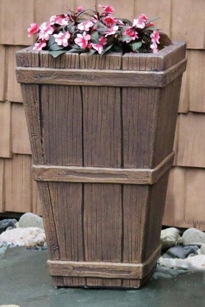 Castaway Tropical Square Planter accent urn island beach resort wooden