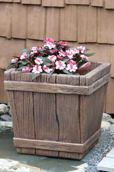 Castaway Tropical Square Planter accent urn island beach faux wood