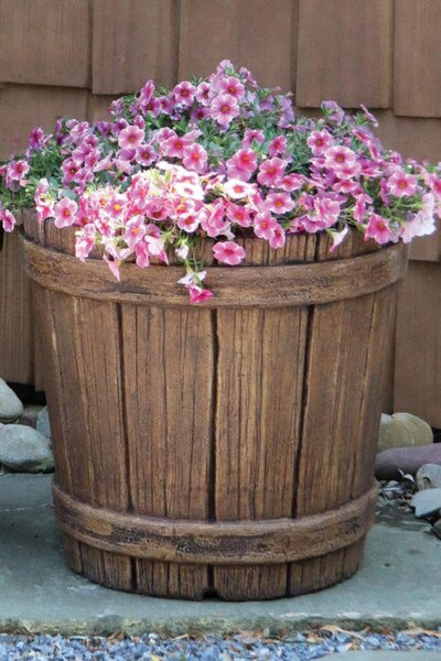 Castaway Tropical Round Planter accent urn island beach faux wood