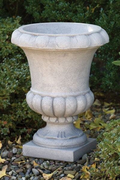 Classical Egg and Dart Concrete Garden Urn Cement Planter drains
