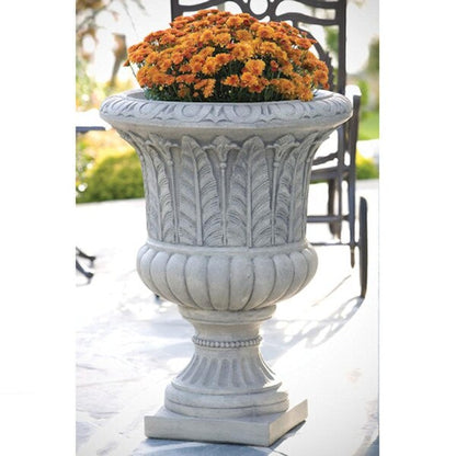 Planter Cement Egg And Dart Ornate Leaf Urn Massarelli Statuary