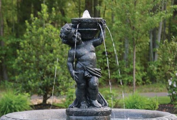 Sculpture Cherub Spillway Water Feature Top for Fountain Garden Statue