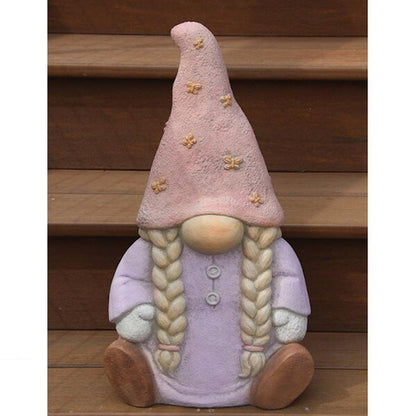 Butterfly Garden Gnome-Girl Statue Outdoor Butterflies on Har Sculpture