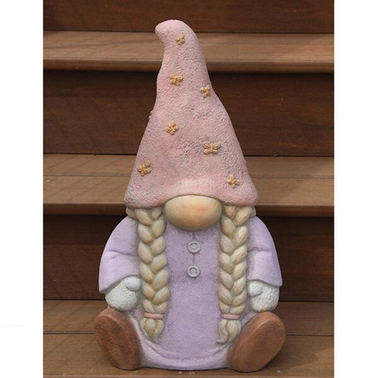 Butterfly Garden Gnome-Girl Statue Outdoor Butterflies on Har Sculpture