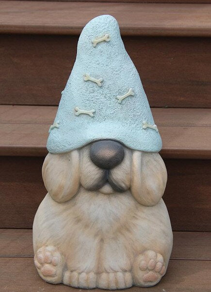 Dog Garden Gnome Decorative Cement Statue Outdoor Sculpture Fun